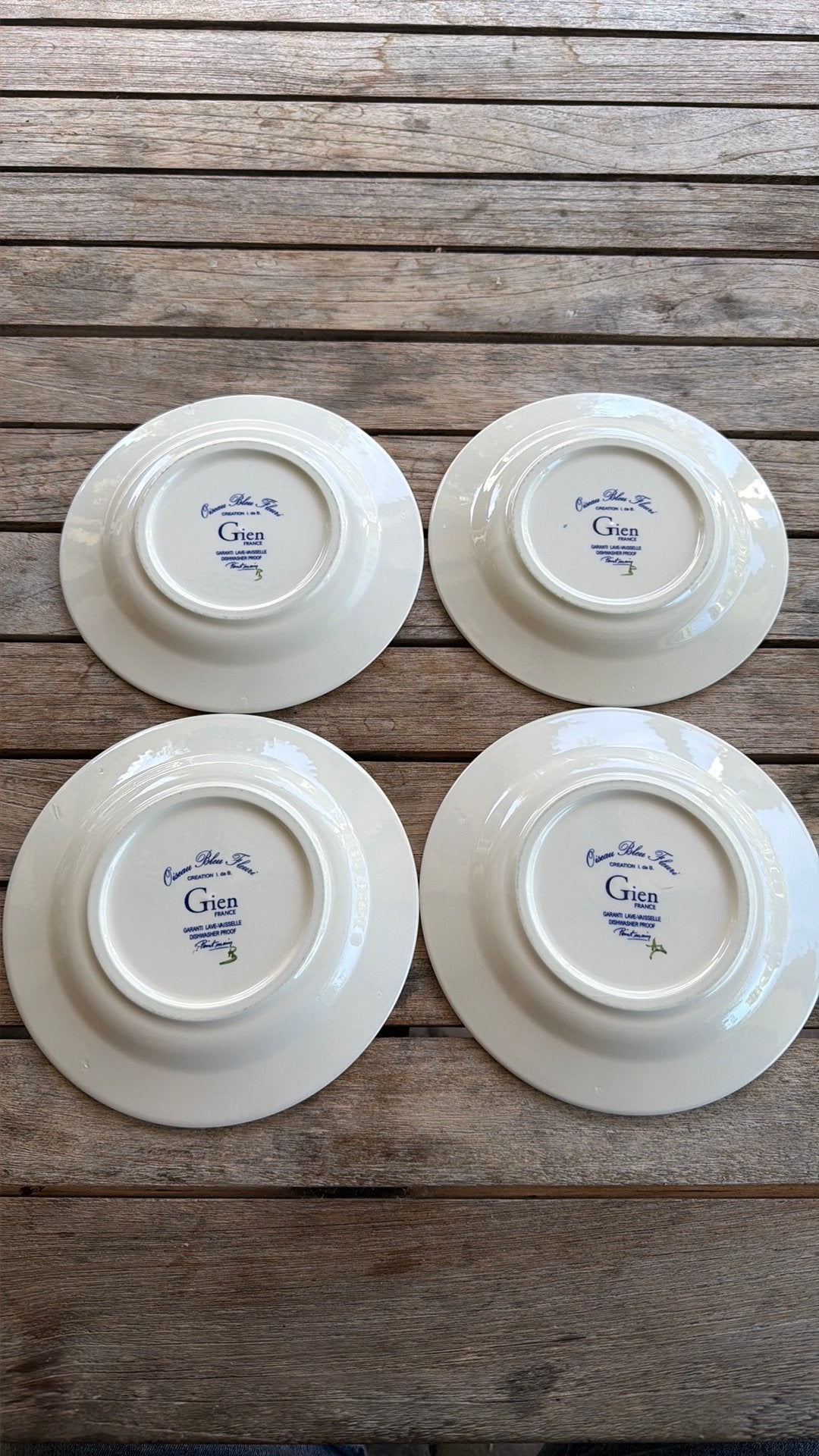 Gien OISEAU BLEU FLEURI Gebaksbordjes, Huis en Inrichting, Keuken | Servies, Ophalen of Verzenden, Zo goed als nieuw, Bord(en)