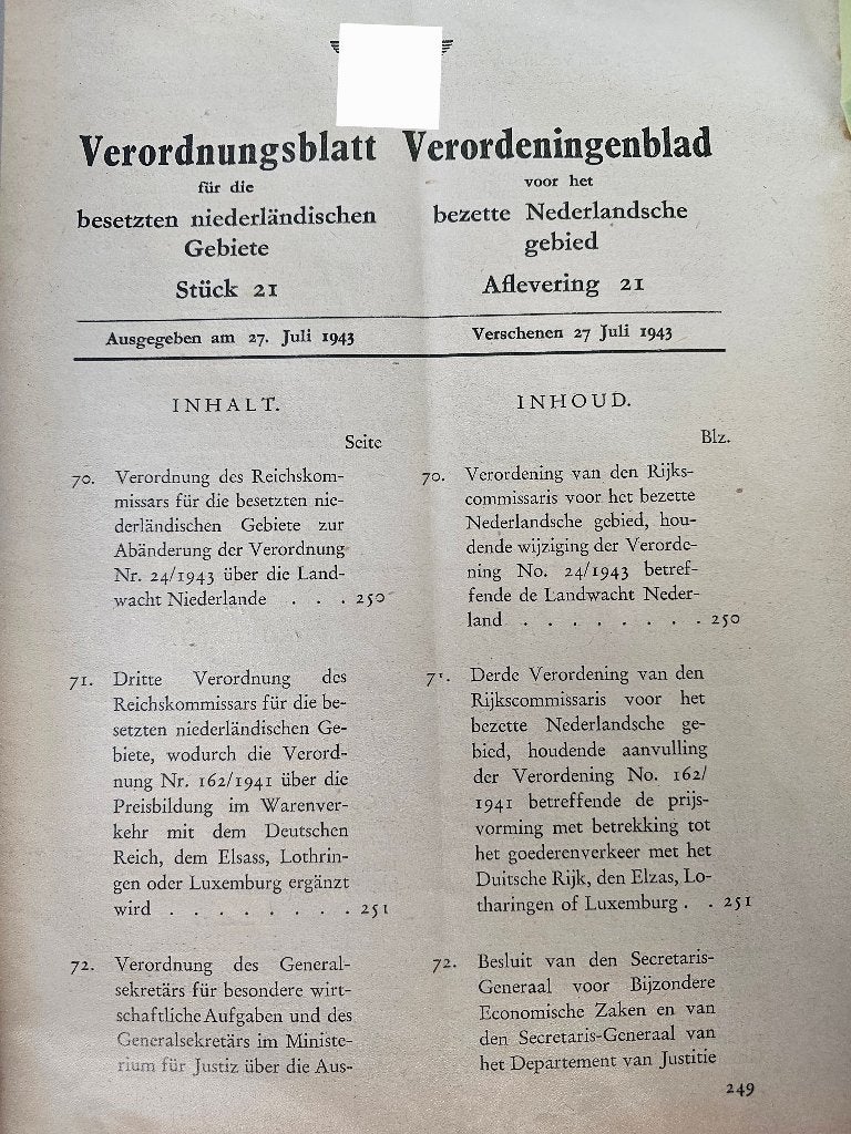 ww2 Verordeningenblad, Verzenden, Overige soorten, Duitsland, Boek of Tijdschrift