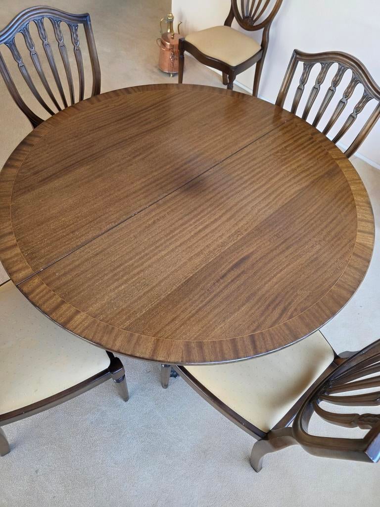 Uitschuifbare Antieke Eiken Eettafel met 6 Stoelen, Ophalen