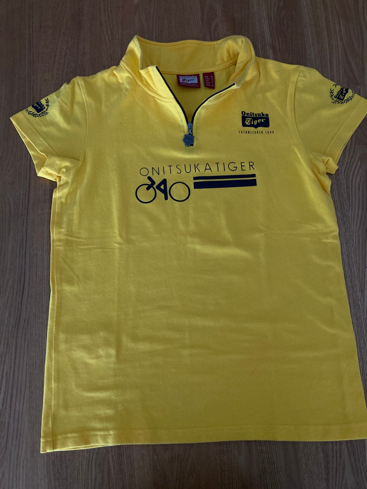 Zeldzaam Onitsuka Tiger vintage fietsshirt, Verzenden, Geel, Overige typen, Zo goed als nieuw