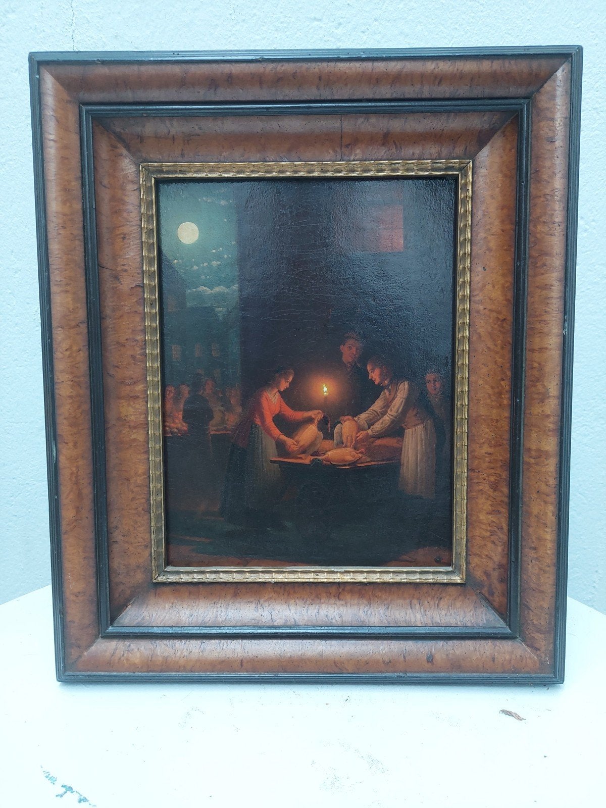 schilderij op karton, nachtmarkt, Ophalen