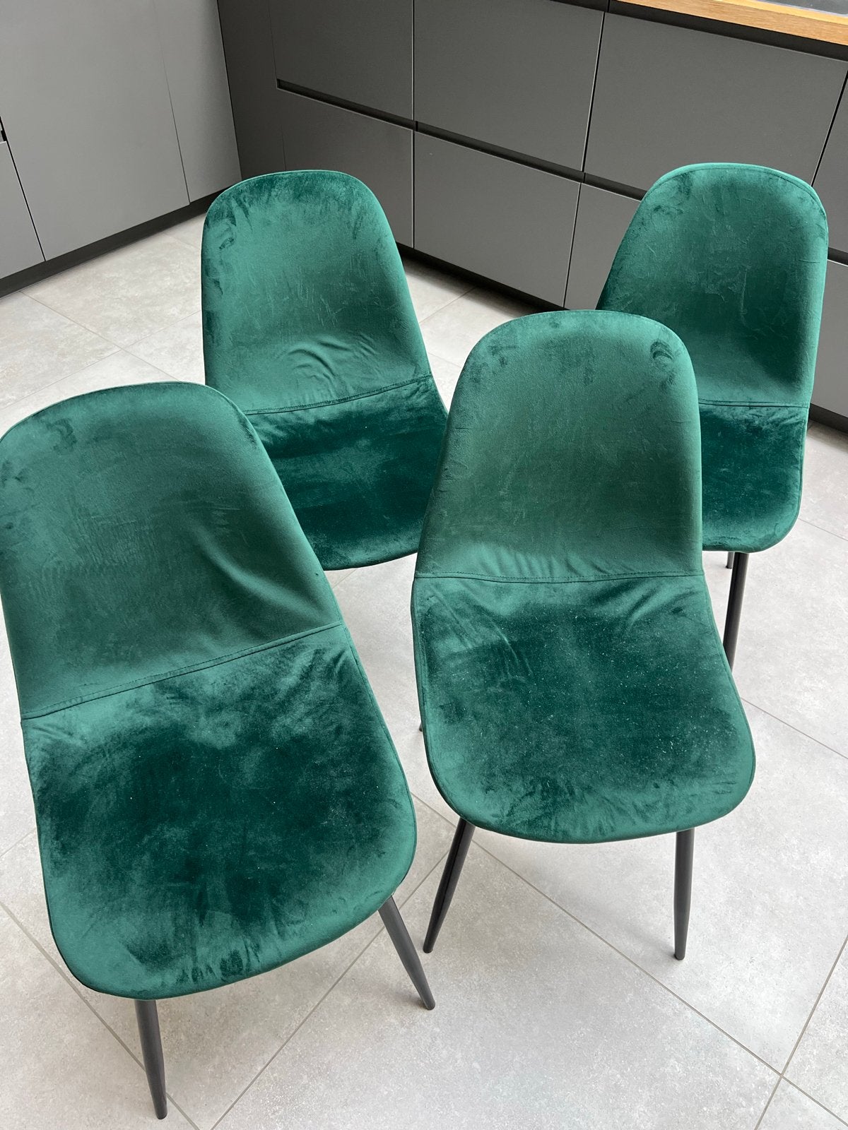 Set van 4 eetkamerstoelen velvet groen, Huis en Inrichting, Ophalen, Overige kleuren, Zo goed als nieuw, Vier