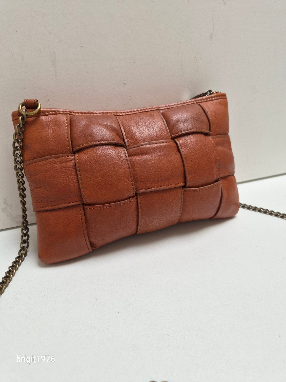Cowboysbag leren schoudertas/clutch gevlochten leer, Sieraden, Tassen en Uiterlijk, Ophalen of Verzenden, Gebruikt, Bruin, Schoudertasje