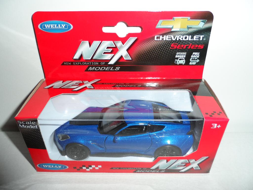 Welly - 2017 Chevrolet Corvette ZO6 (blauw) 1:36, Ophalen of Verzenden, Nieuw, Auto