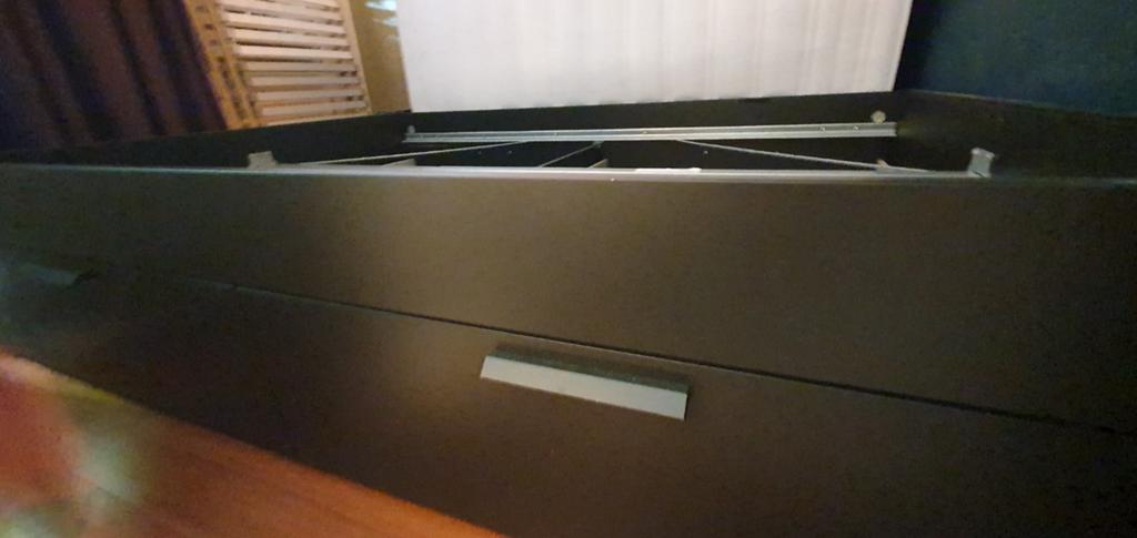 IKEA Brimnes Tweepersoonsbed opbergruimte, zwart,lattenbodem, Ophalen, Zwart, Modern, Functioneel, Tweepersoons
