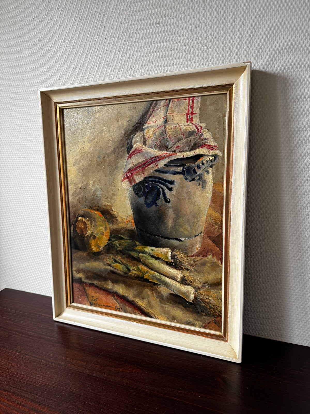 Antiek Stilleven, Olieverf, Keulse Pot, Toon Plasman, Keuken, Antiek en Kunst, Doek, Stilleven, Ophalen of Verzenden, Olieverf