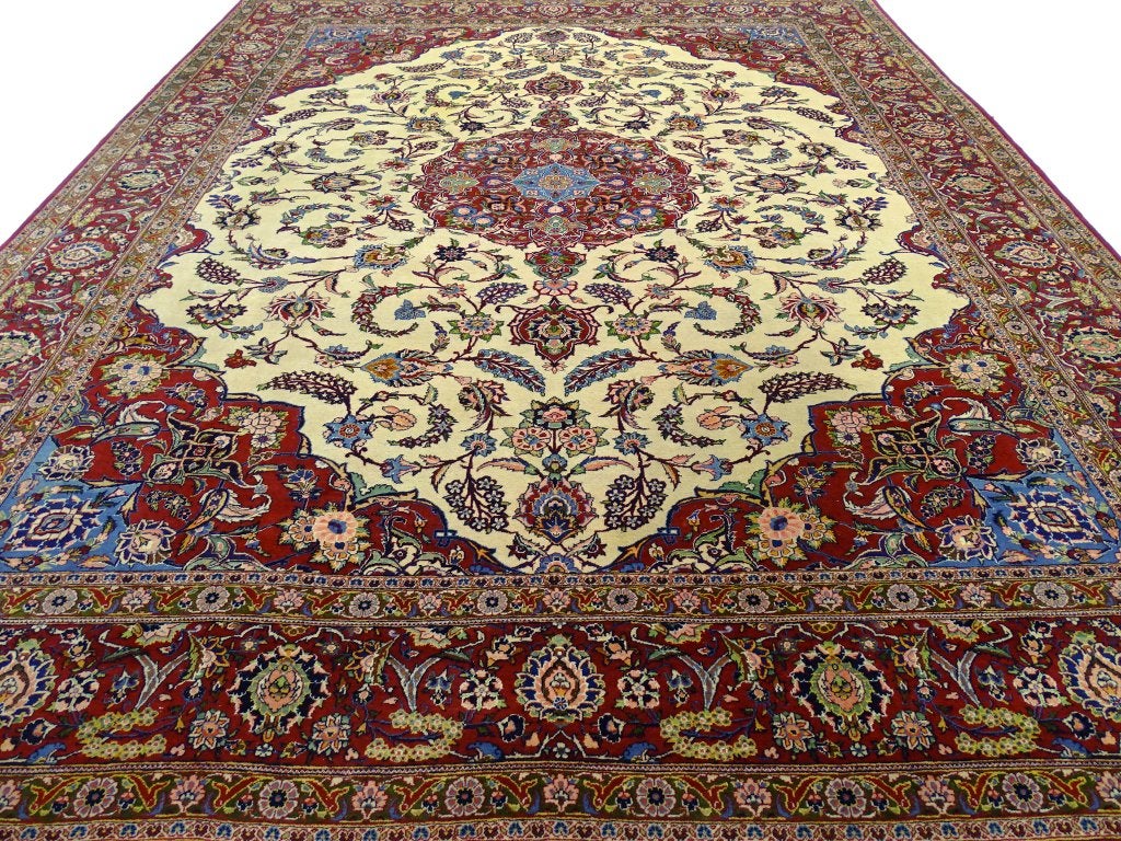 Perzisch tapijt - Isfahan - 405 x 320 cm - Handgeknoopt, Gebruikt, -, Antiek - modern - Klassiek - Vintage - Eclectisch, -