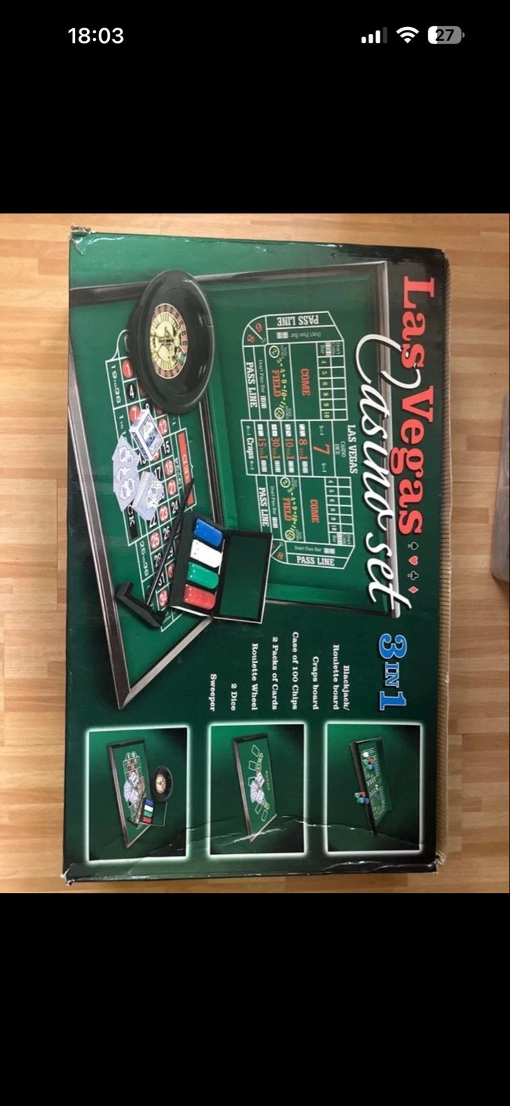 Las Vegas Casino Set 3-in-1: Roulette, Blackjack, Craps, Drie of vier spelers, Ophalen of Verzenden, Nieuw