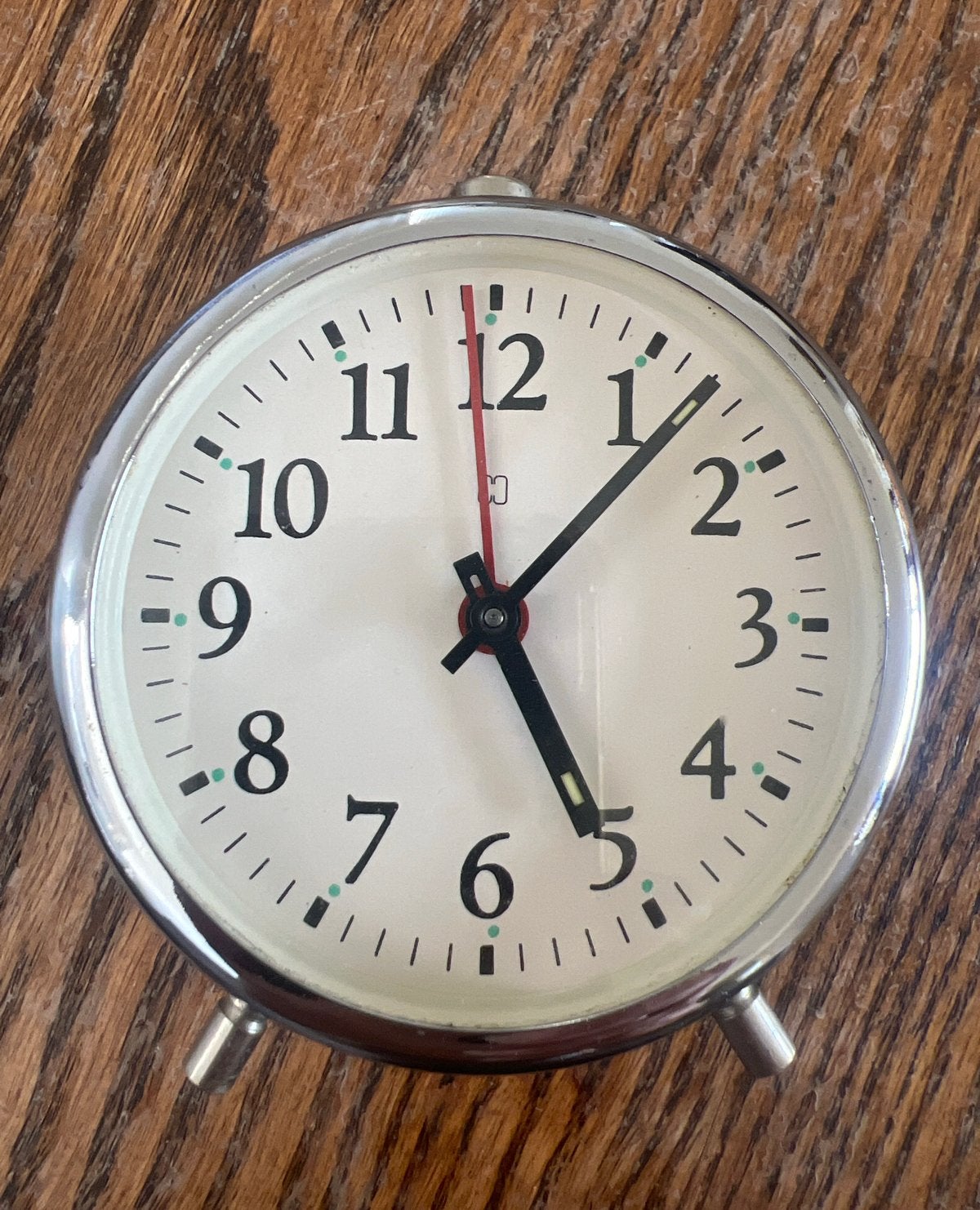 Vintage wekker, chroom, mechanisch, Antiek en Kunst, Antiek | Klokken, Ophalen of Verzenden