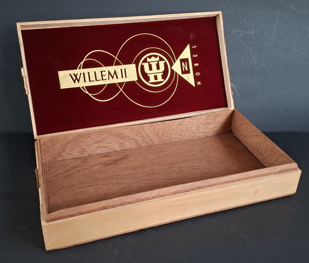 Sigarendoos hout Willem II - Nobel, Verzamelen, Verzenden, Gebruikt