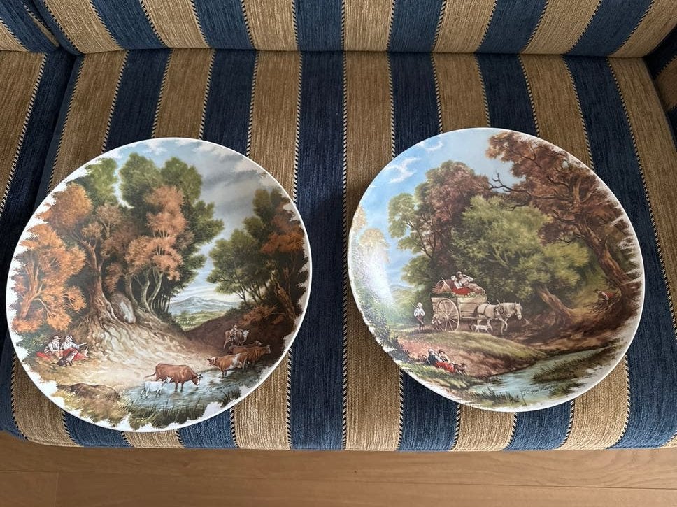 2 Royal Schwabap sierborden met boslandschap, Ophalen of Verzenden