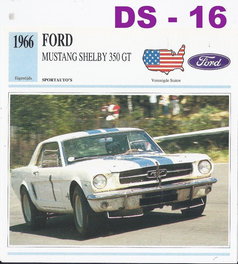 Ds16 autokaart ford mustang shelby 350 gt 1966 ), Ophalen of Verzenden, Zo goed als nieuw, Auto's