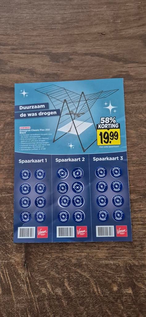 Leifheit spaarkaart vomar, Ophalen of Verzenden