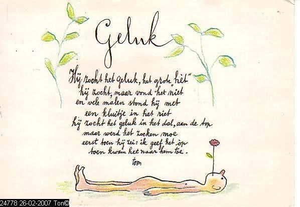 Ansichtkaart	Toon Hermans	Gedicht Geluk, Verzamelen, Verzenden, 1960 tot 1980, Gelopen, Overige thema's