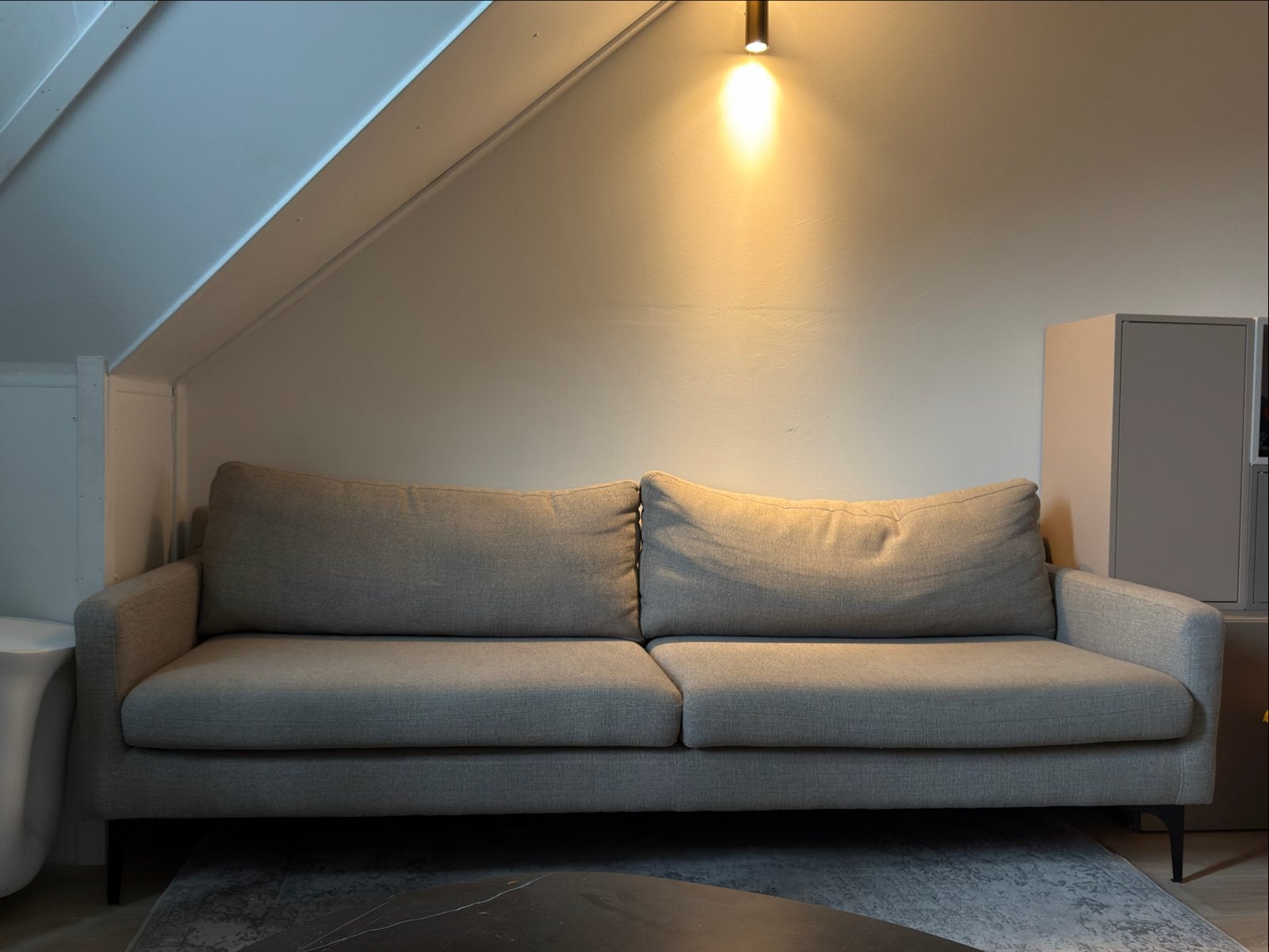 Bank ASTHA van Sofacompany - Grijs-beige 3-zitsbank, Ophalen, Gebruikt, Driepersoons, 75 tot 100 cm
