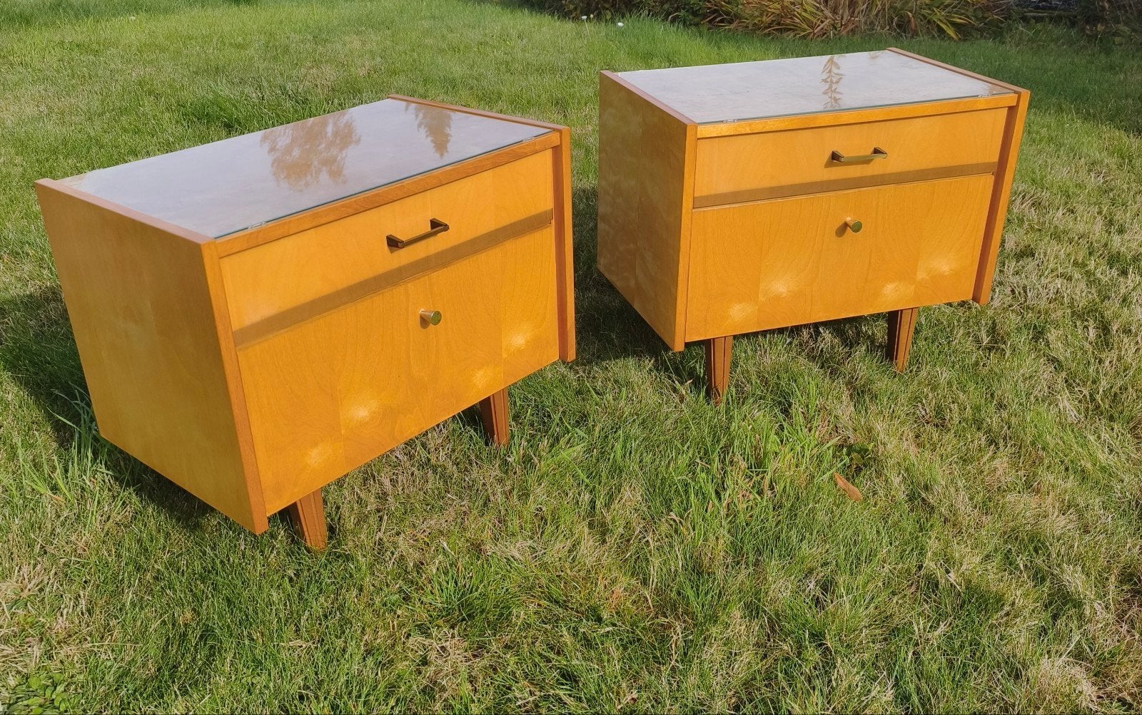 Set van 2 vintage jaren 60 nachtkastjes, Ophalen, Gebruikt, 45 tot 65 cm, Minder dan 55 cm