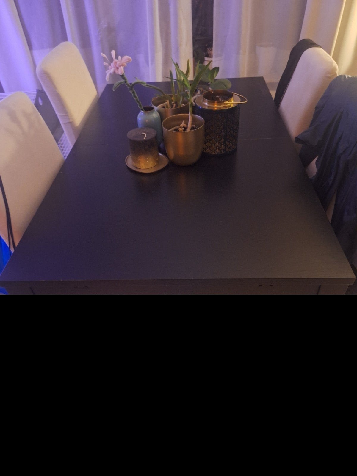 40 euro Zwarte eettafel uitschuifbaar, Gebruikt, 100 tot 150 cm, Modern, Vier personen