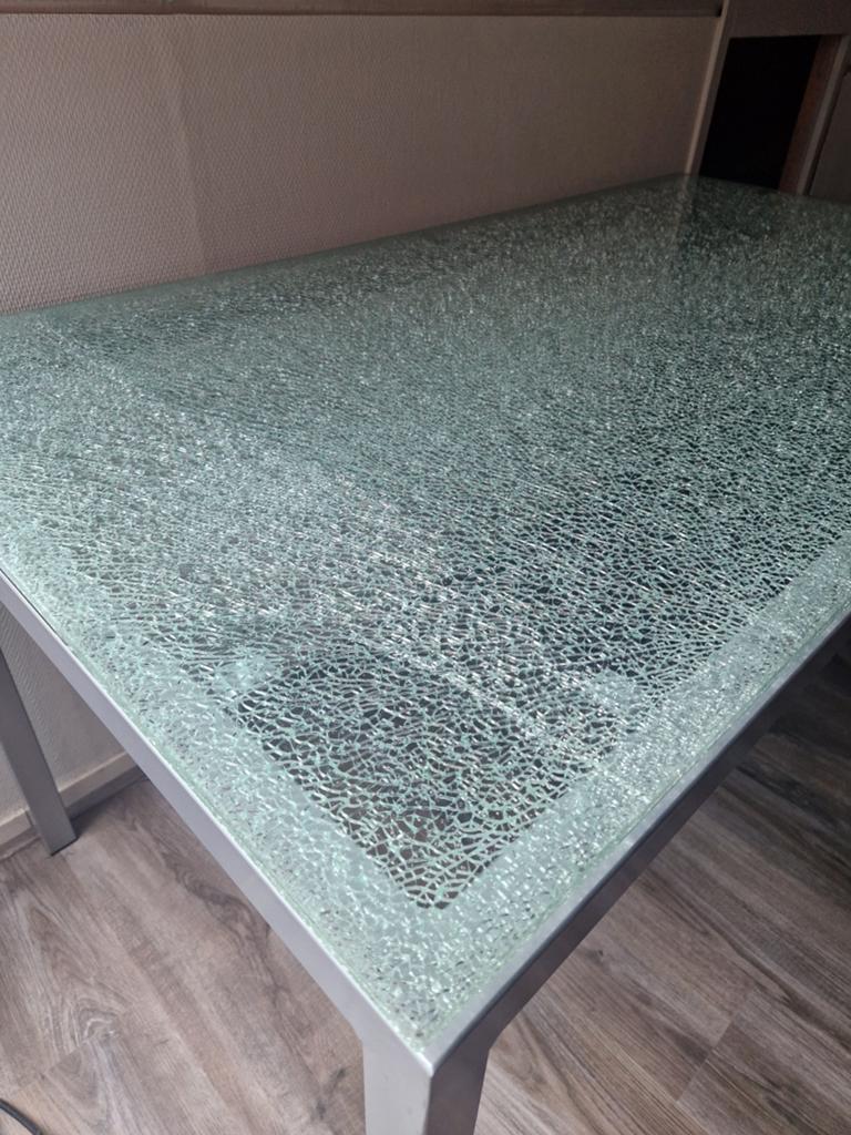 Glazen tafel 150x80x75,5 cm, Ophalen, Gebruikt, 100 tot 150 cm, 50 tot 100 cm