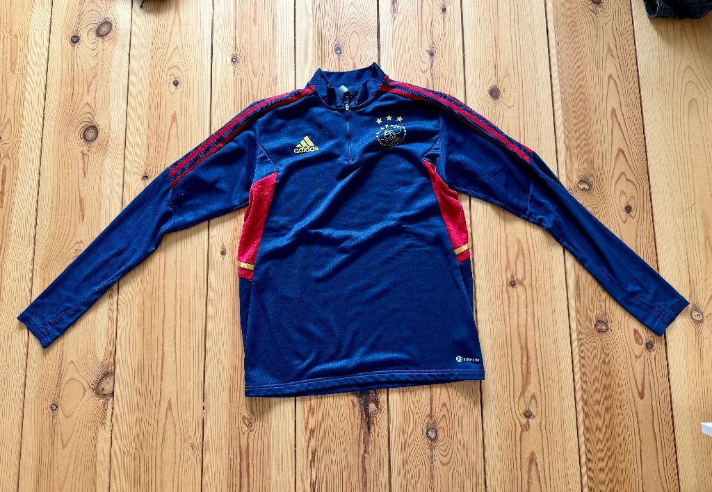 Ajax Adidas trainingsshirt / trui - Blauw Rood - Medium, Ophalen of Verzenden, Zo goed als nieuw, Adidas, Voetbal