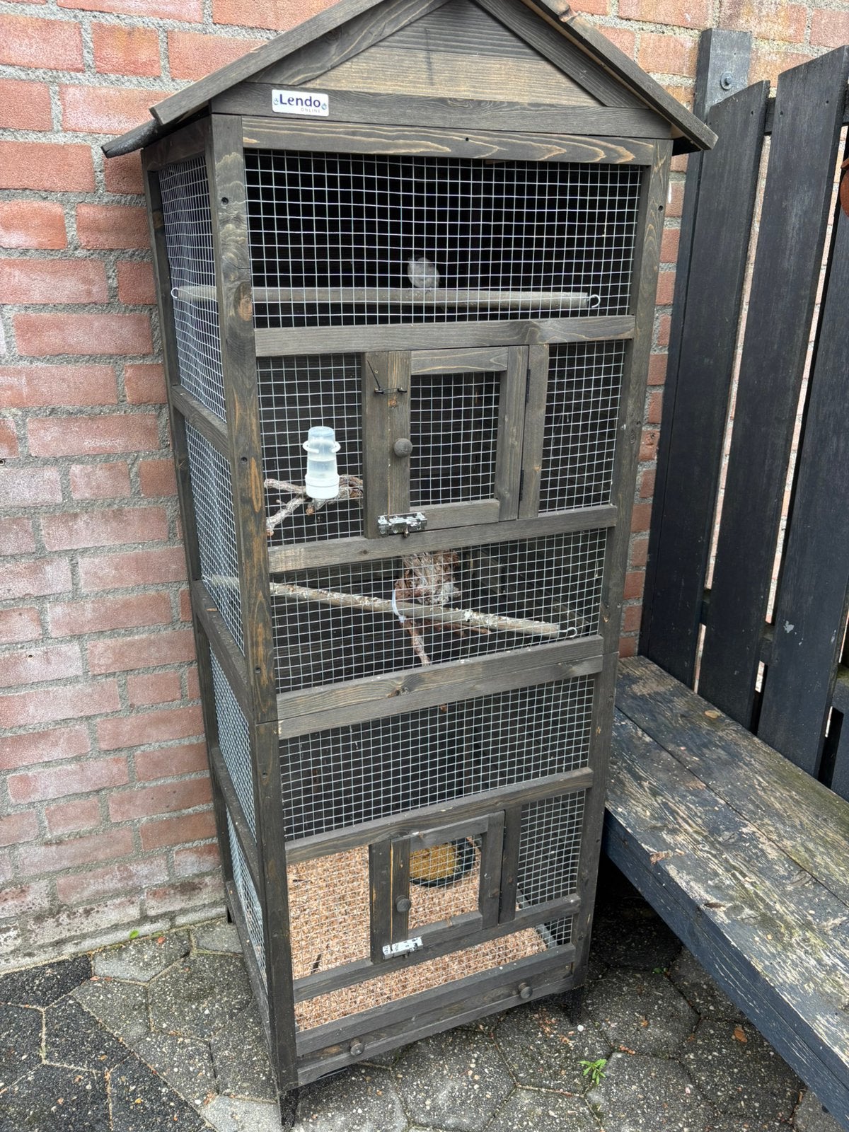 Grote voliere met toebehoren, Ophalen, Zo goed als nieuw, Hout, Volière