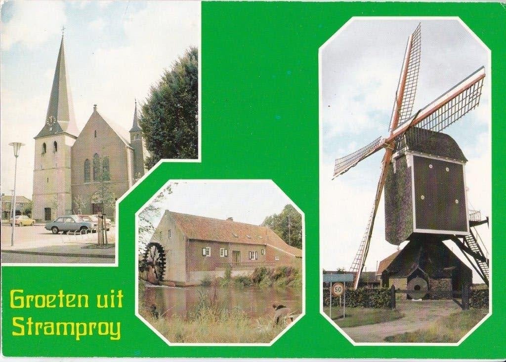 Stramproy -Groeten uit m. standaard Molen &Watermolen Abeek, Verzamelen, Ophalen, 1960 tot 1980, Gelopen, Noord-Brabant
