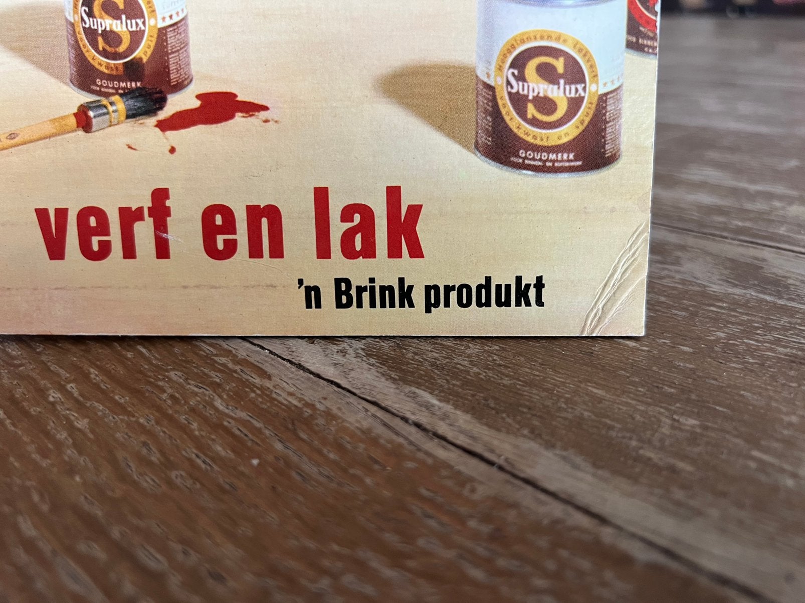VINTAGE RECLAME SHOWCARD SUPRALUX VERF EN LAK, Verzamelen, Ophalen of Verzenden, Gebruikt, Reclamebord