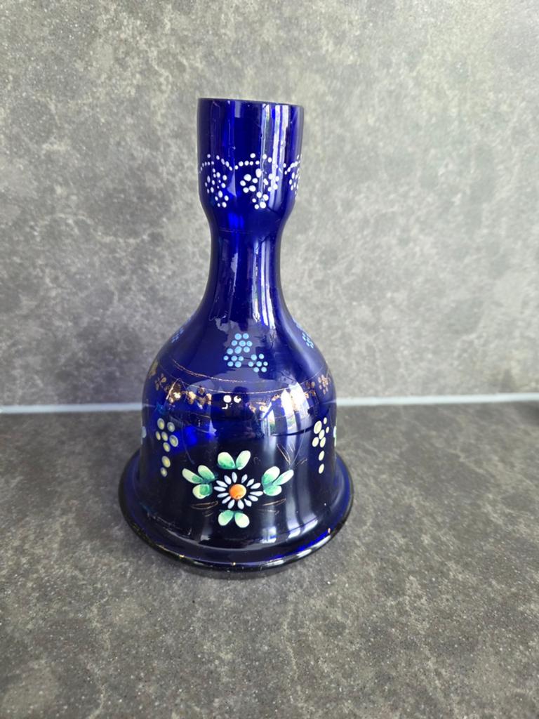 Mooi kobalt vaasje van glas, Antiek en Kunst, Antiek | Glas en Kristal, Ophalen of Verzenden