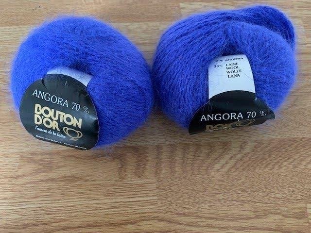Angora wol 70% Blauw/paars Bouton Dór 2 bollen, Hobby en Vrije tijd, Breien en Haken, Ophalen of Verzenden, Nieuw, Breien of Haken