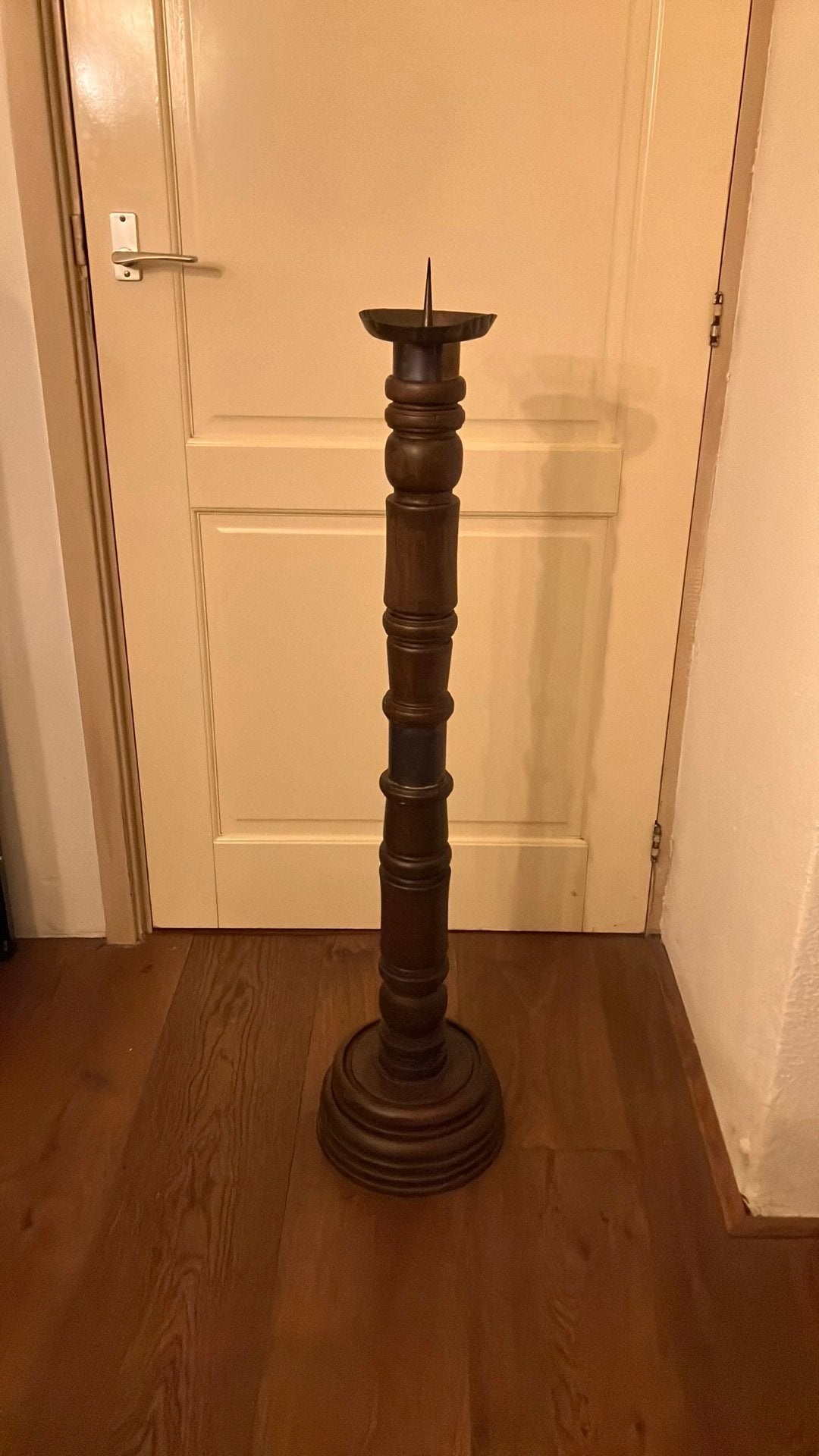 Grote houten vintage kandelaar, Ophalen, Zo goed als nieuw