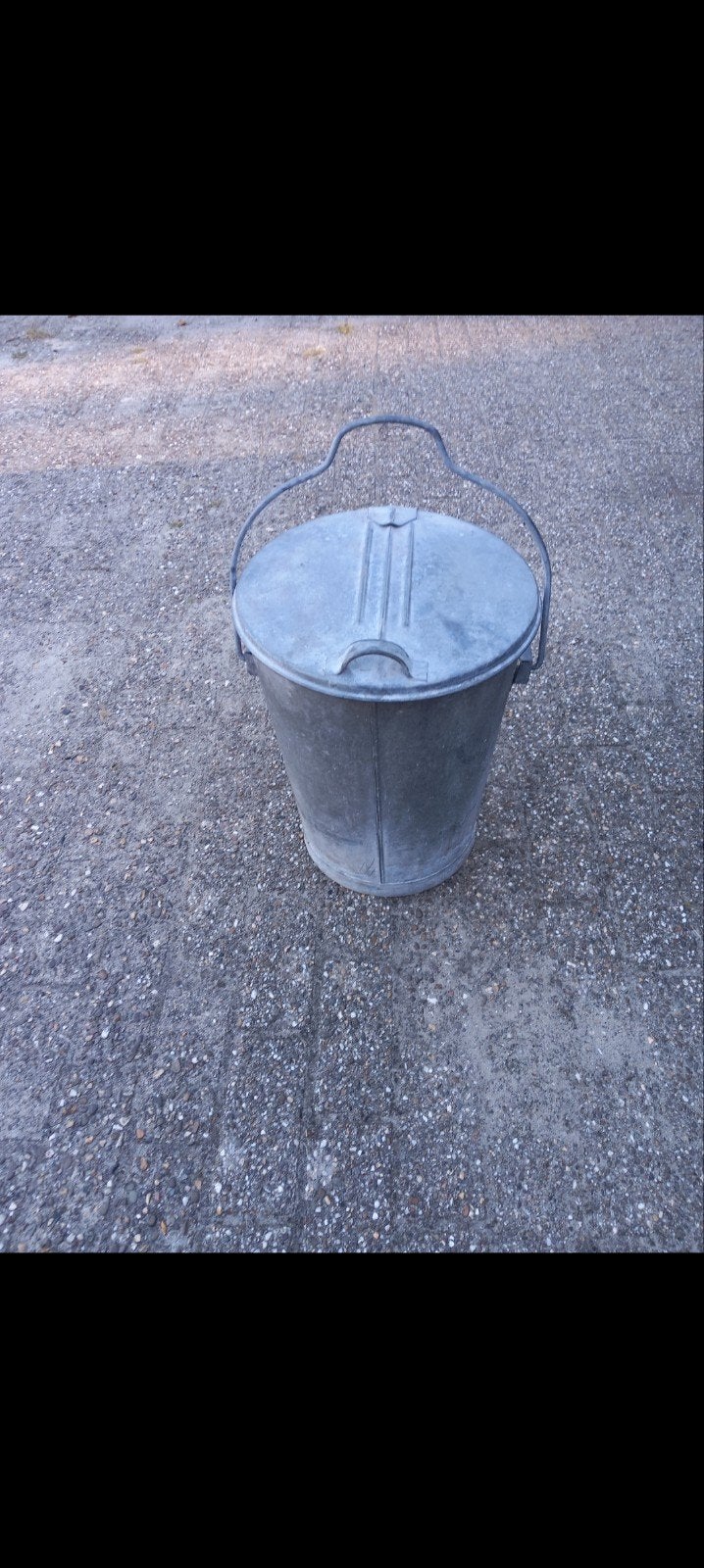 Vintage Zinken Emmer met Deksel en Handgreep, Ophalen, Gebruikt, Zink, Met deksel