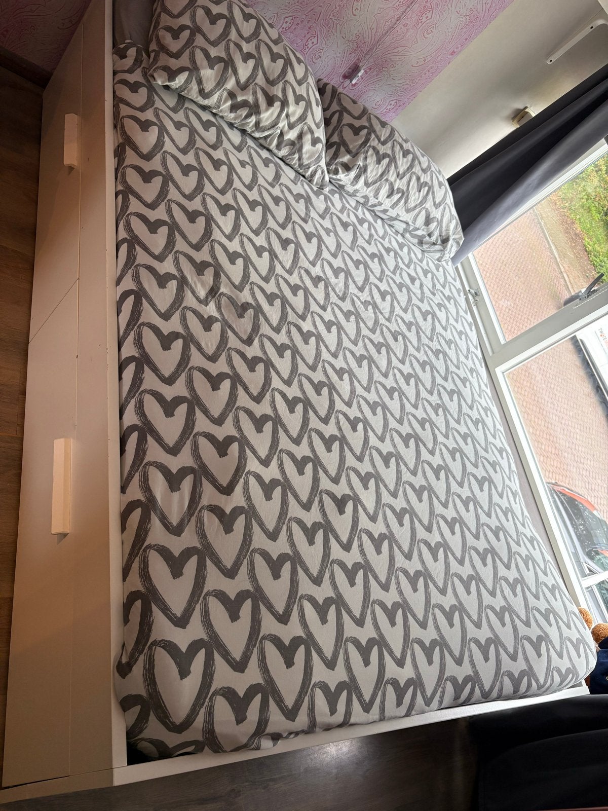 Wit bed met opberglades, Ophalen, Gebruikt, 100 cm of meer, Lattenbodem