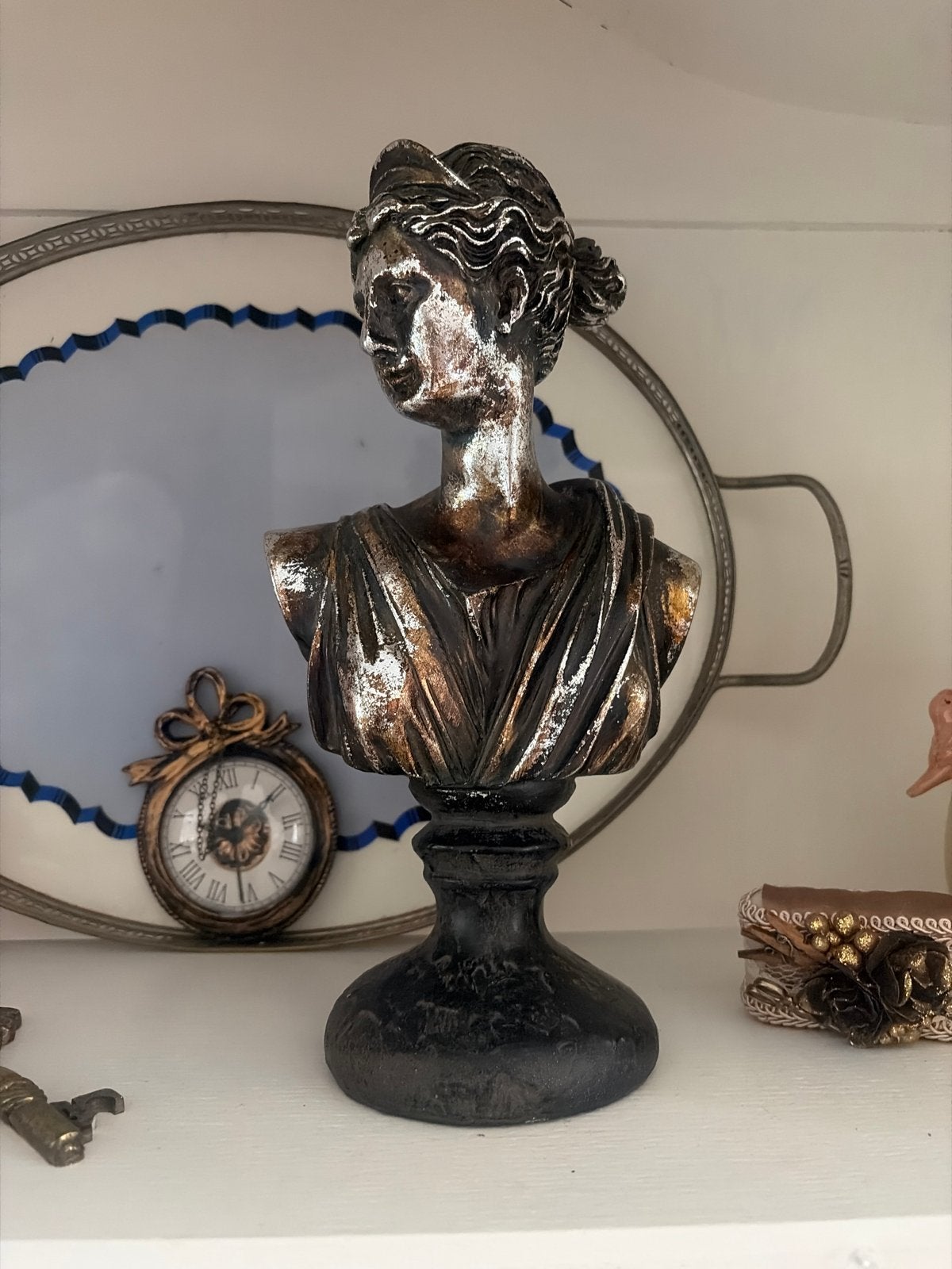Decoratief Borstbeeld Vrouw - Klassieke Stijl, Minder dan 20 cm, Buste, Ophalen of Verzenden, Op sokkel