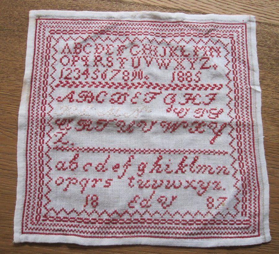 Antieke merklap - 1887, Ophalen of Verzenden