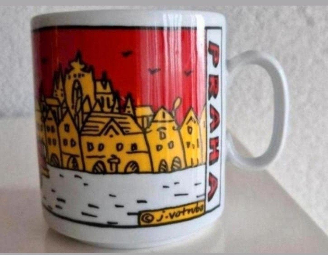 Porseleinen Beker Praha met Kat opdrukken, Ophalen of Verzenden, Zo goed als nieuw, Overige stijlen, Kop(pen) en/of Schotel(s)