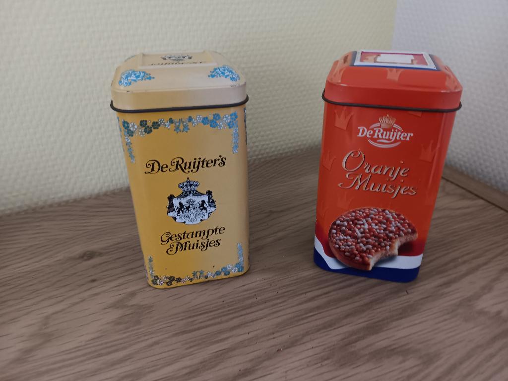De Ruyter blikjes, gestampte muisjes, etc, zie foto's, Ophalen of Verzenden, Gebruikt, Overige, Overige merken