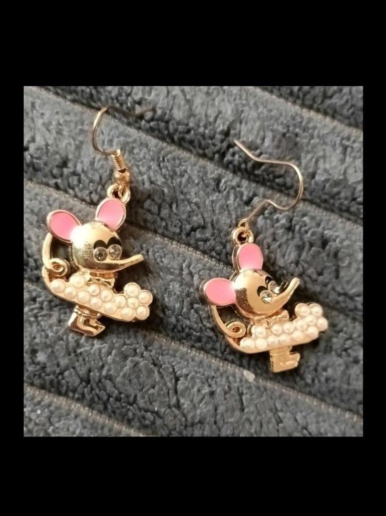Oorbellen muizen parels, Verzenden, Nieuw, Goud, Hangers