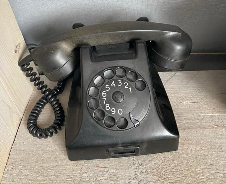 Vintage PTT Telefoon met Draaischijf - Klassiek Zwart, Telecommunicatie, Vaste telefoons | Niet Draadloos, Ophalen, Gebruikt, Met draaischijf