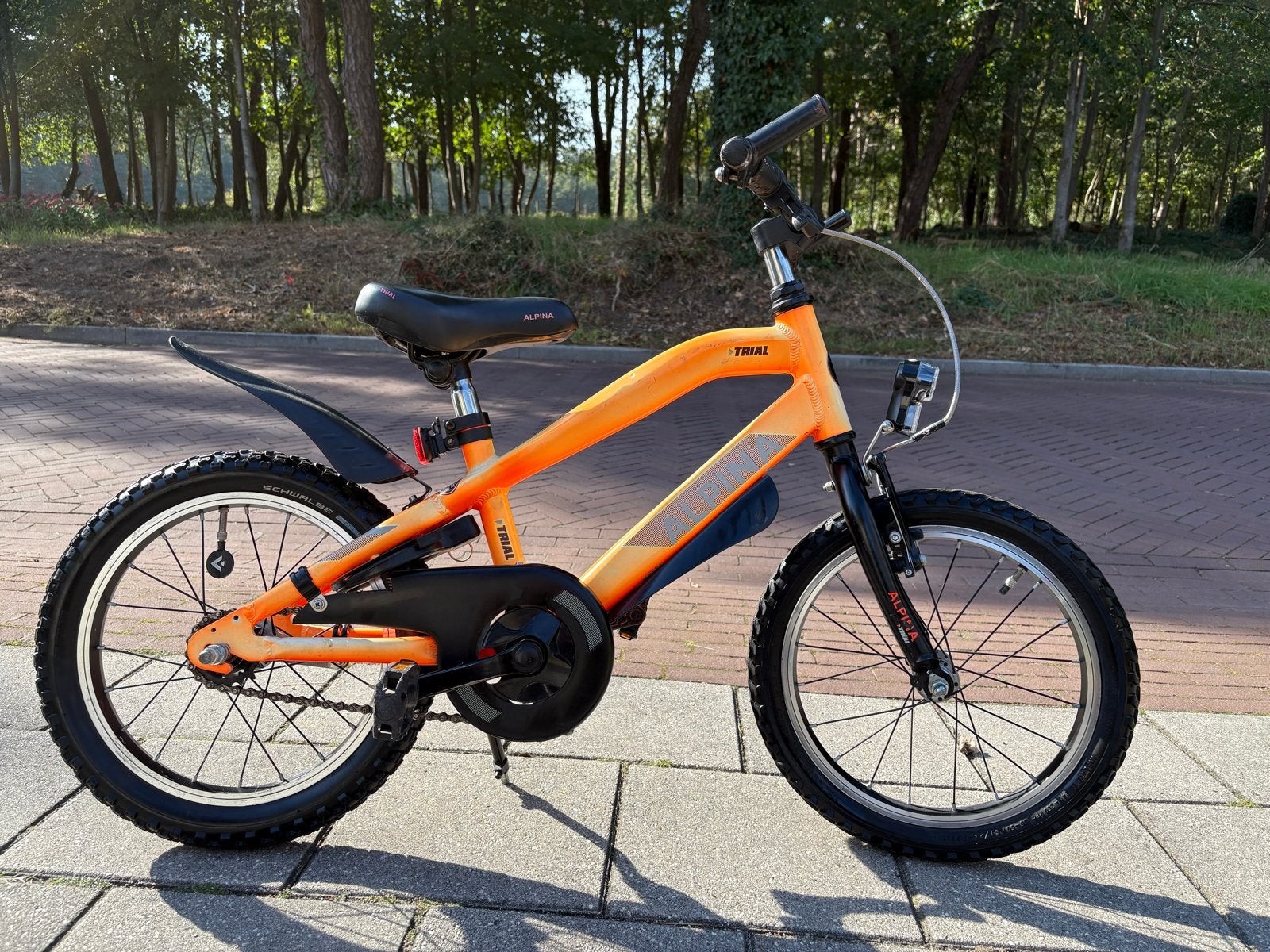 Alpina Trial 16 inch kinderfiets - Nette staat, Fietsen en Brommers, Ophalen, Gebruikt, Terugtraprem, 16 tot 20 inch