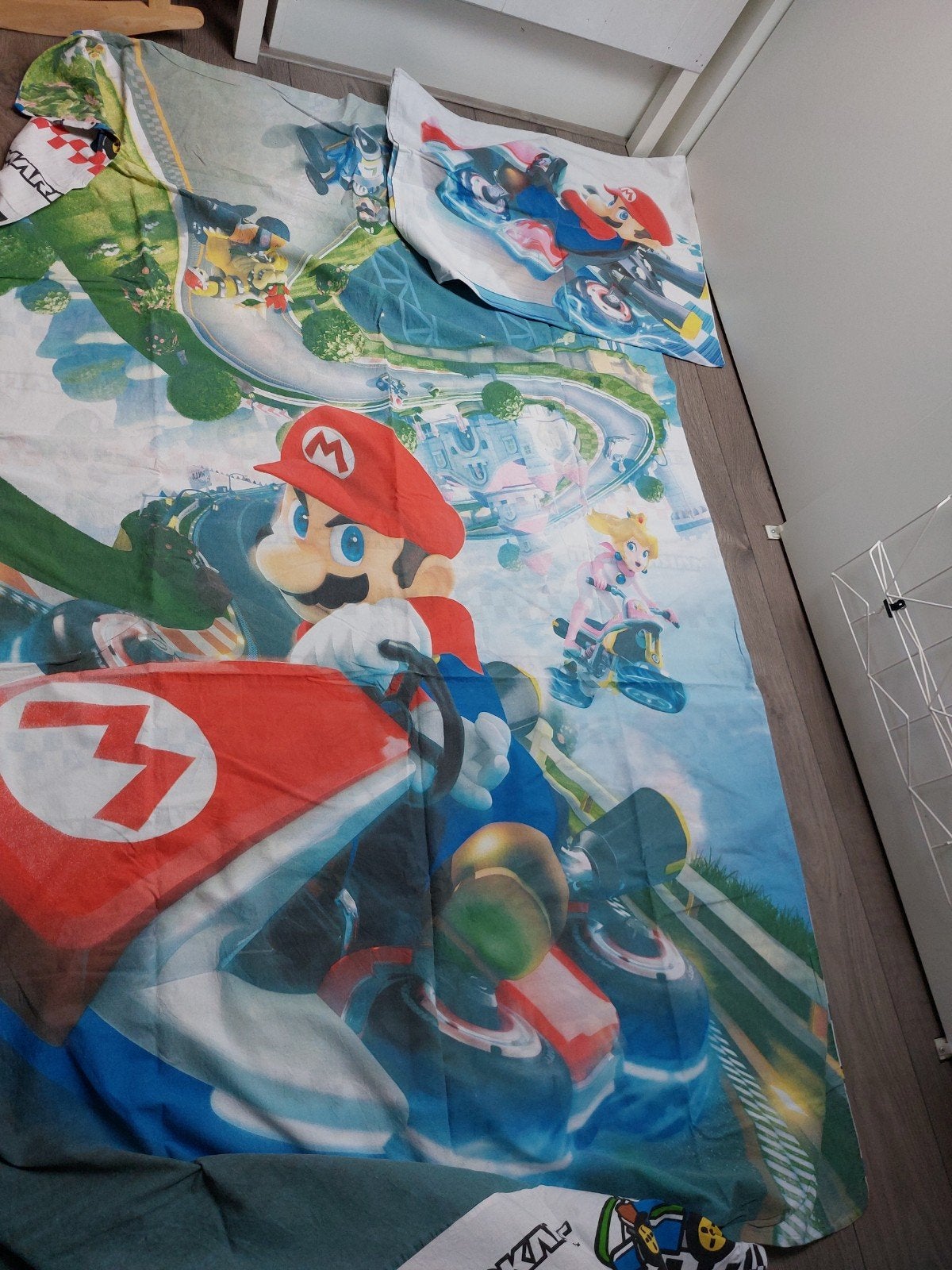 Mariokart dekbedovertrek, Gebruikt, Meerkleurig, Eenpersoonsbed, Ophalen of Verzenden