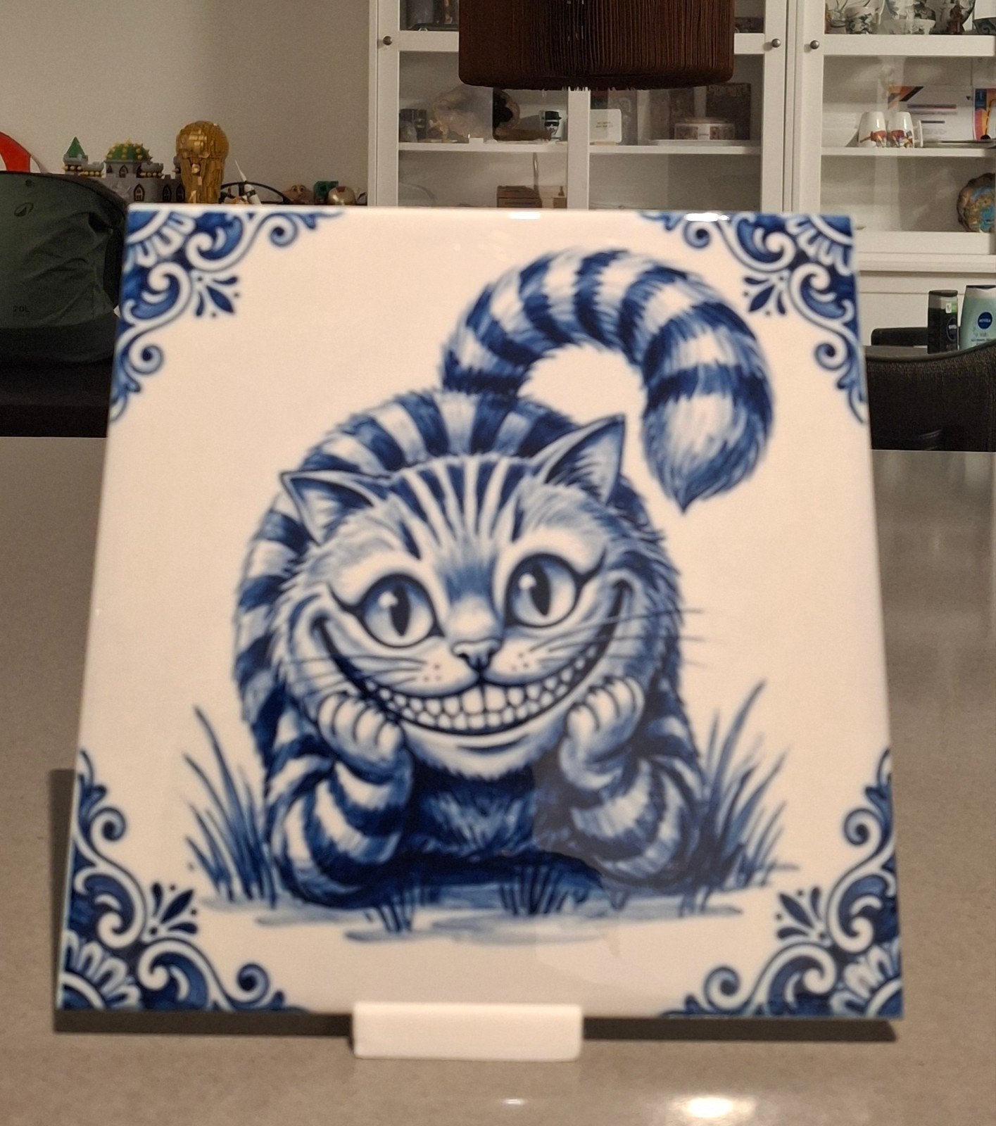 Keramische decoratie tegel Kat van Alice in Wonderland, Ophalen of Verzenden