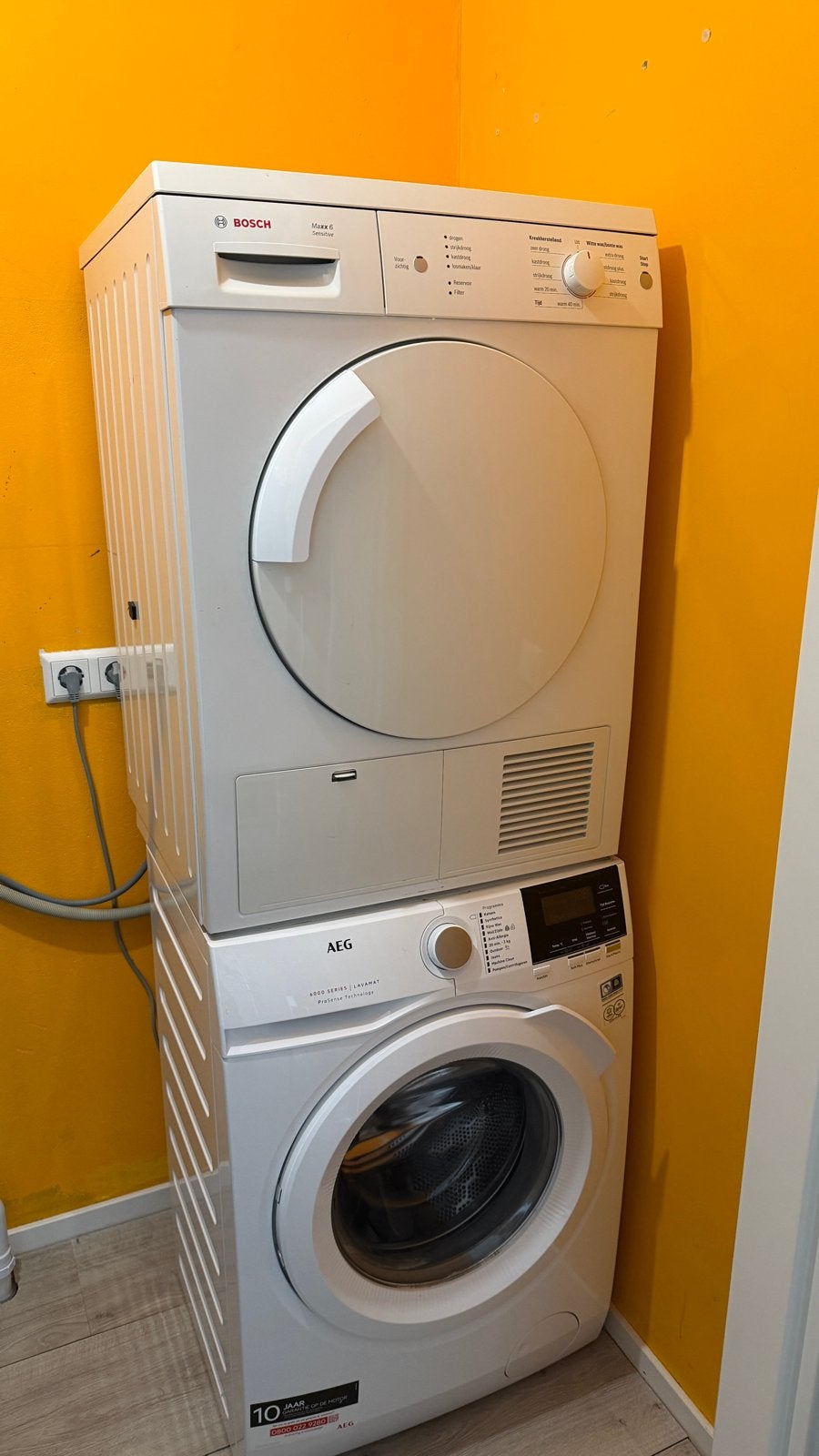 Wasmachine en droger combinatie set - AEG en Bosch, Witgoed en Apparatuur, Was-droogcombinaties, Gebruikt, 6 tot 8 kg, 85 tot 90 cm
