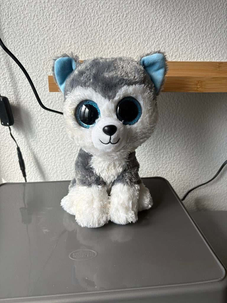 Ty Beanie Boo Husky knuffel - Duke, Grijs, Zo goed als nieuw, Klein (minder dan 20 cm), Ty