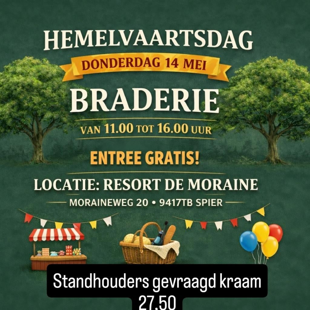 Hemelvaart braderie standplaats €27,50, Ophalen of Verzenden