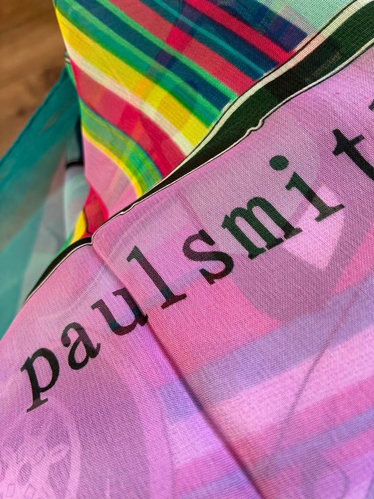 PAUL SMITH zijden shawl nieuw 70x170 cm Mini-afbeelding, Ophalen of Verzenden, Nieuw, Maat 46/48 (XL) of groter, Sjaal
