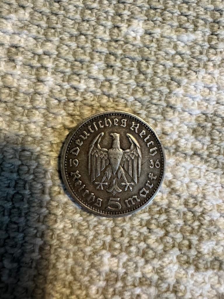 Zilveren 5 mark 1936 a, Postzegels en Munten, Munten | Europa | Niet-Euromunten, Ophalen of Verzenden, Duitsland