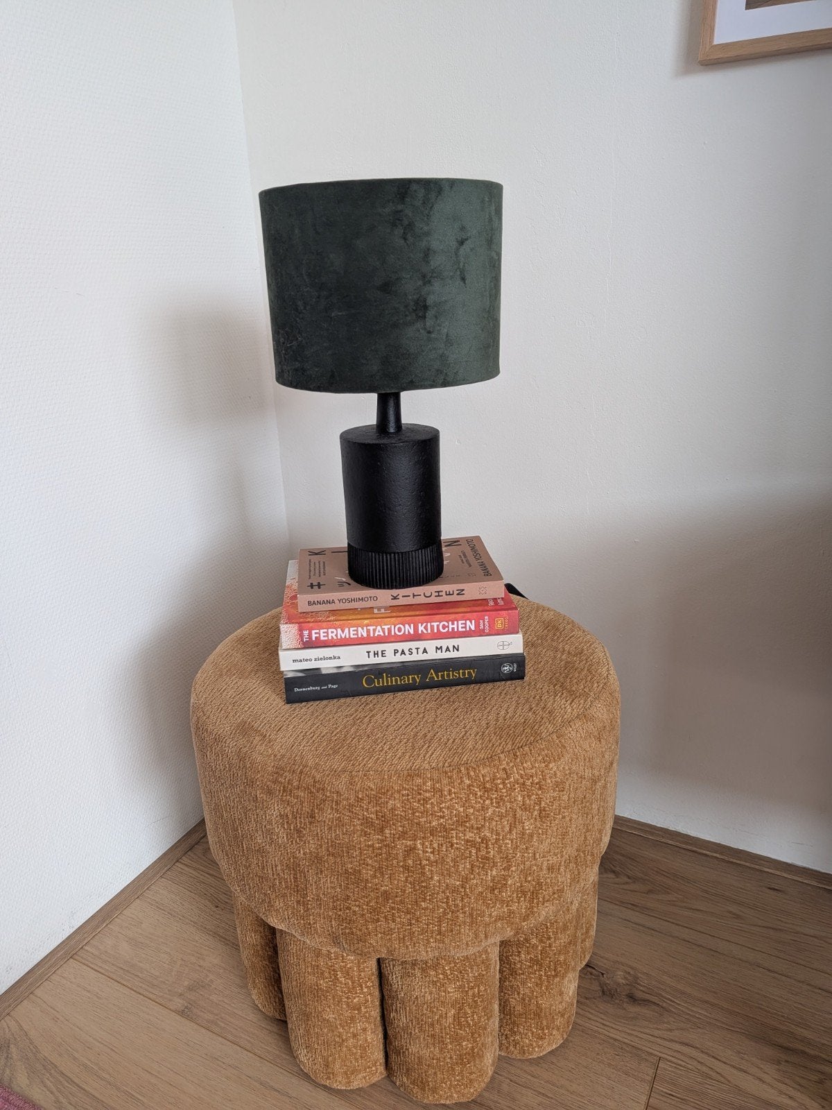 Tafellamp Karwei groen velours zwart vintage look, Groen, Ophalen, Vintage