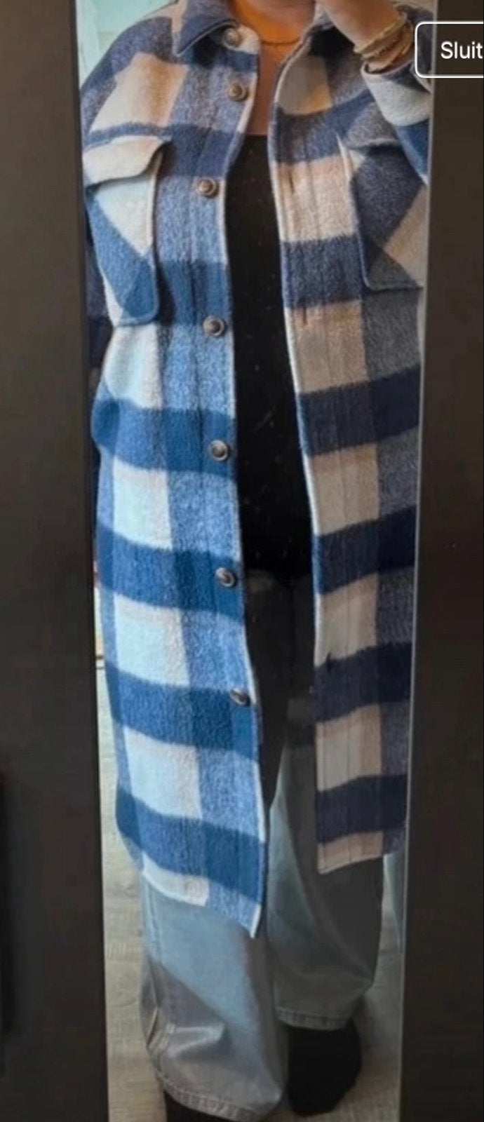 Lange geruite shacket van Primark, maat L, Ophalen of Verzenden, Zo goed als nieuw, Maat 42/44 (L), Blauw