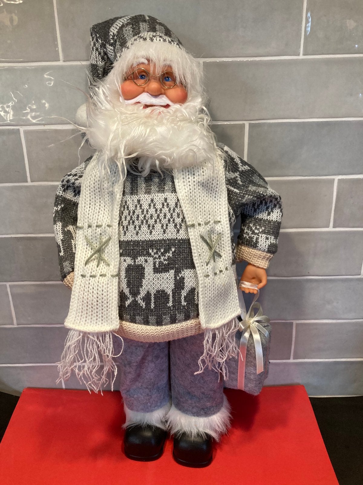 Kerstman, decoratie, grijs (040824), Ophalen of Verzenden, Zo goed als nieuw