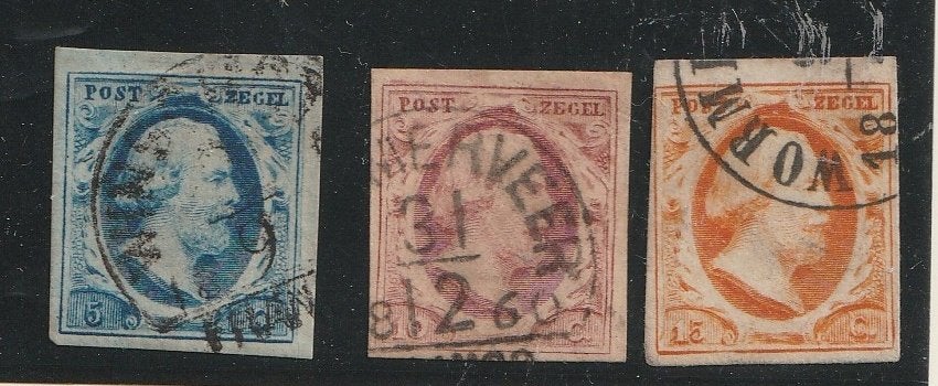 1-3 1852 Kon. Willem III Stempel WORMERVEER/WINSCHOTEN, Postzegels en Munten, Ophalen of Verzenden, T/m 1940, Gestempeld