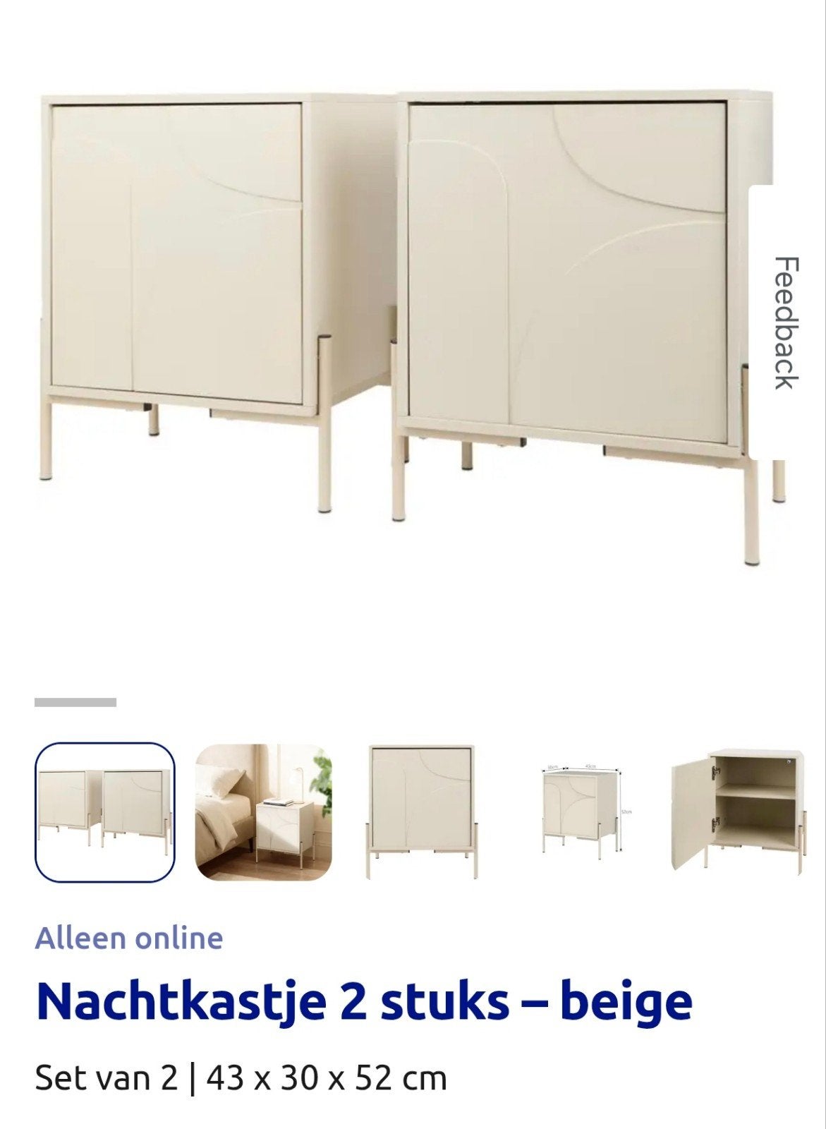 2 zo goed als nieuwe nachtkastjes - beige, Ophalen of Verzenden